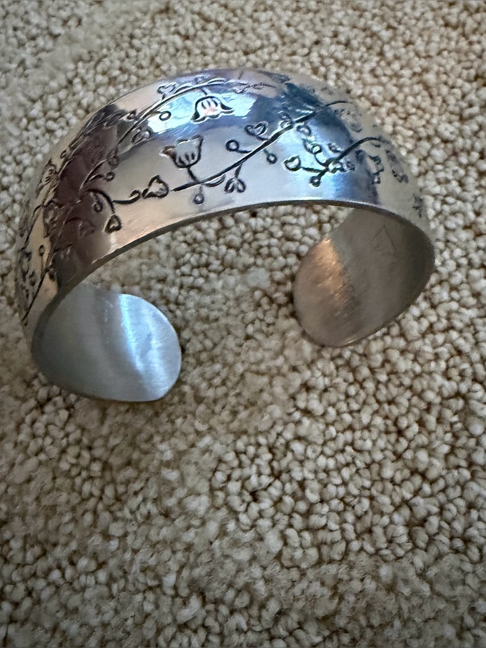 Vintage Kirk Stieff women’s cuff bracelet Lili of the valley motif
